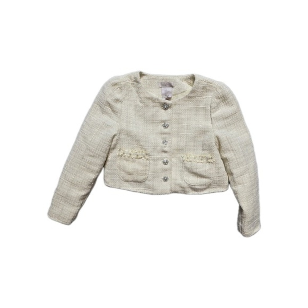Rachel Zoe Girls Jacket Blazer 6 Knit Button Up Ivory